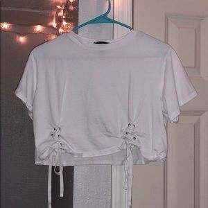 forever 21 lace up side crop top
